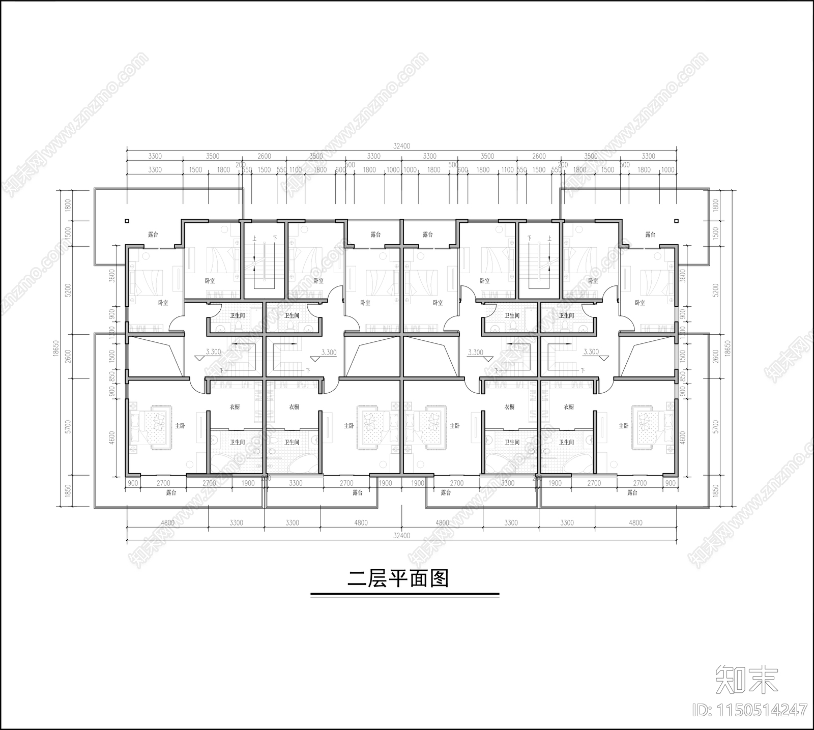 叠拼别墅室内cad施工图下载【ID:1150514247】