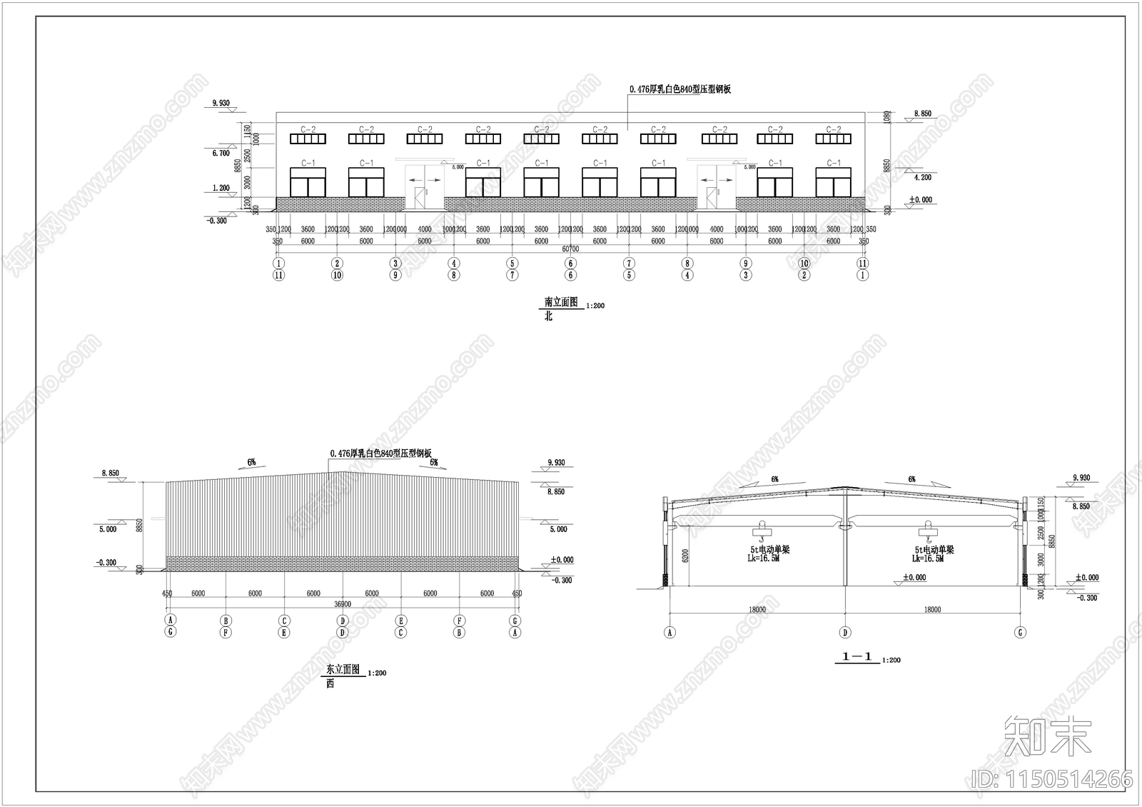 钢结构厂房建筑cad施工图下载【ID:1150514266】