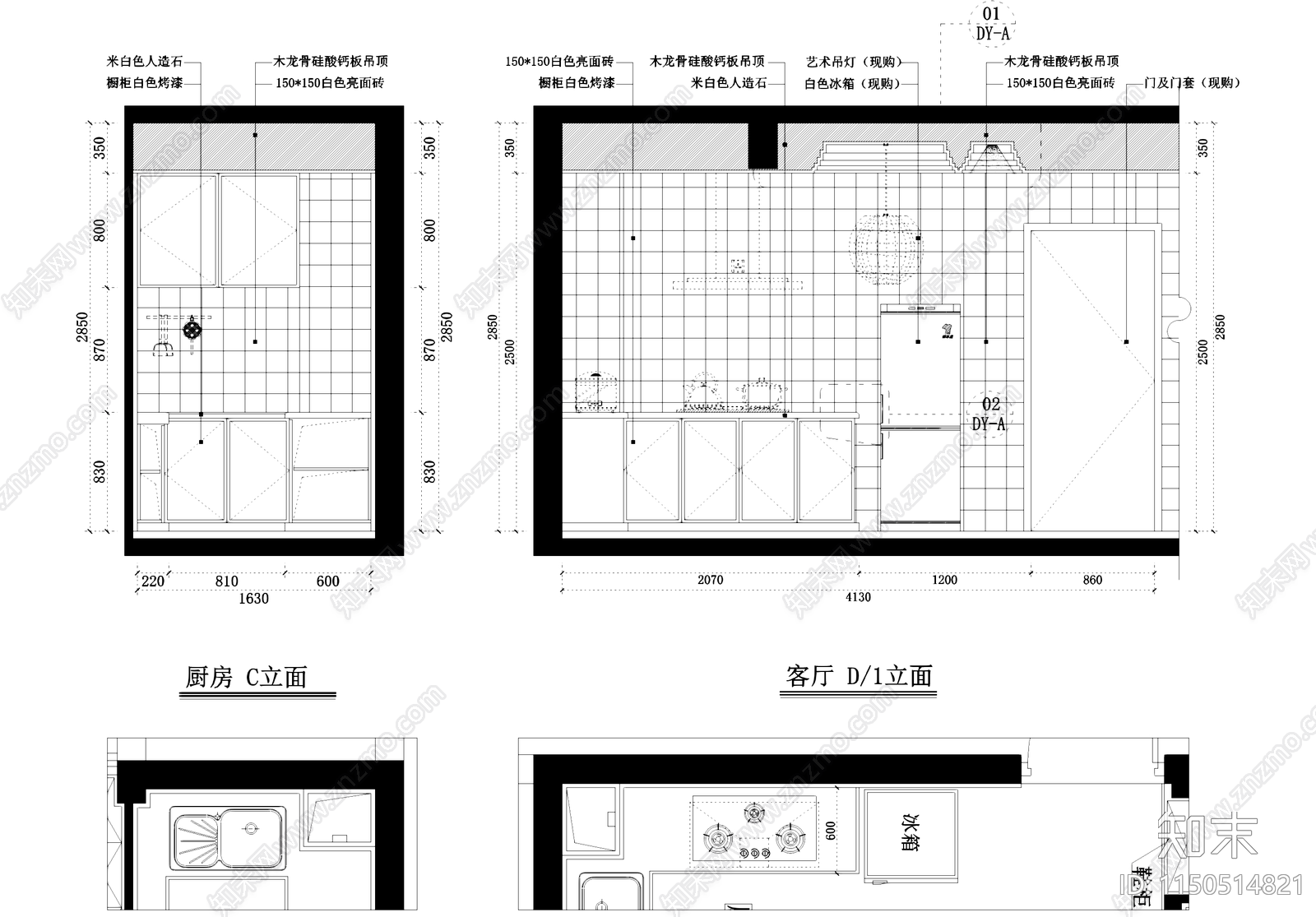 现代简约凯龙地产平层样板房室内家装cad施工图下载【ID:1150514821】