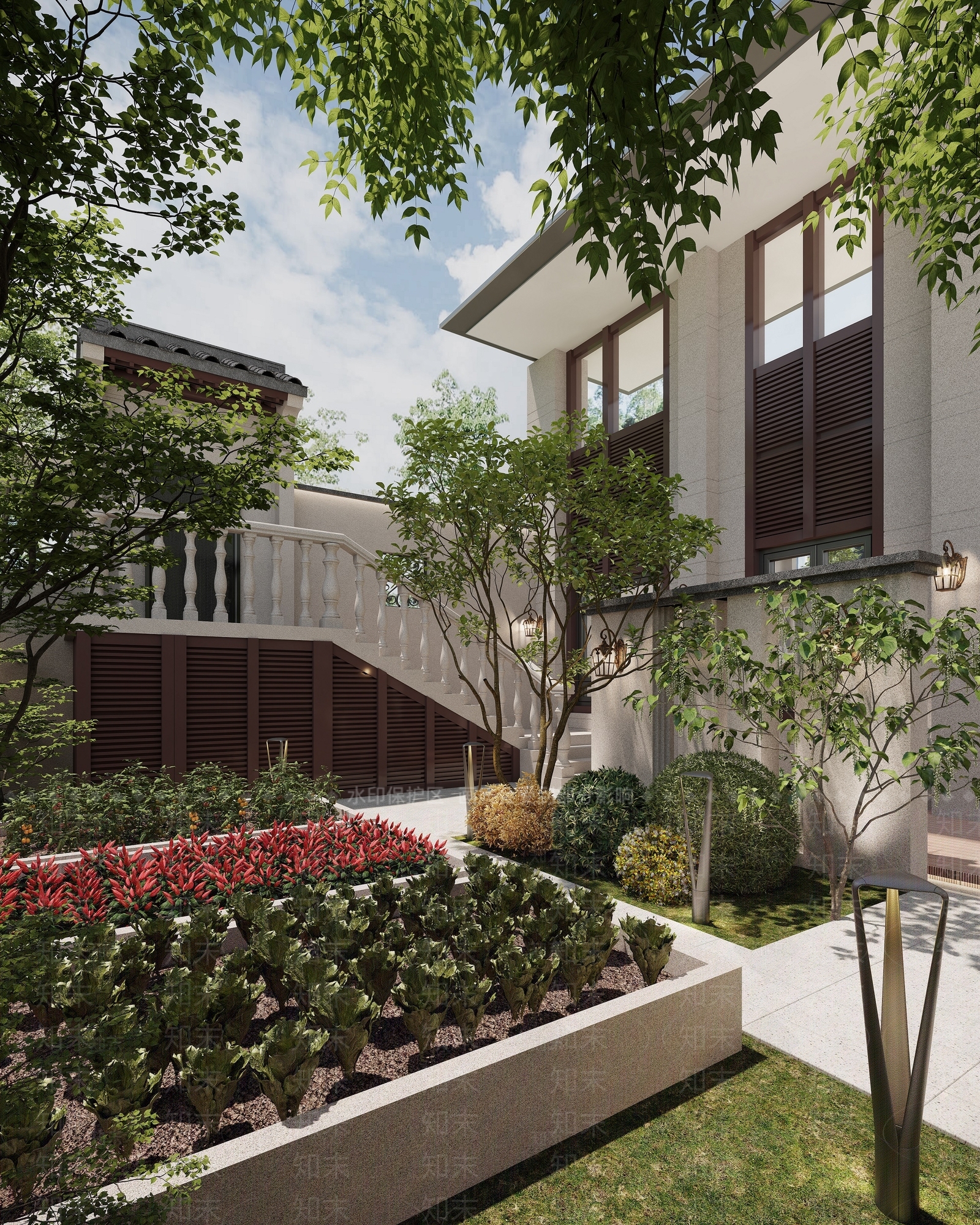 现代别墅花园菜地3D模型下载【ID:1150518032】