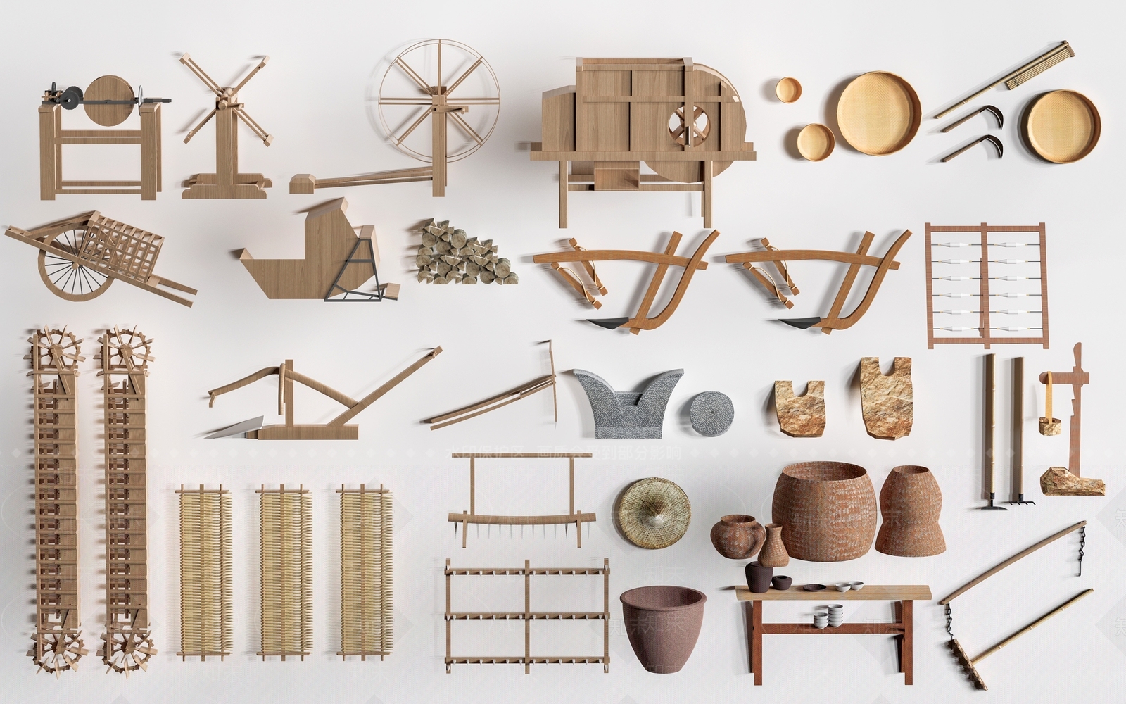 新中式农具小品SU模型下载【ID:1150517057】