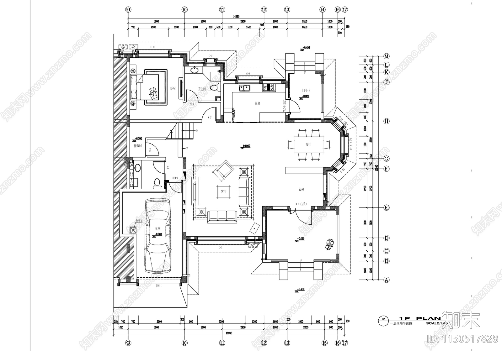 中式青墨雅涵别墅室内cad施工图下载【ID:1150517828】