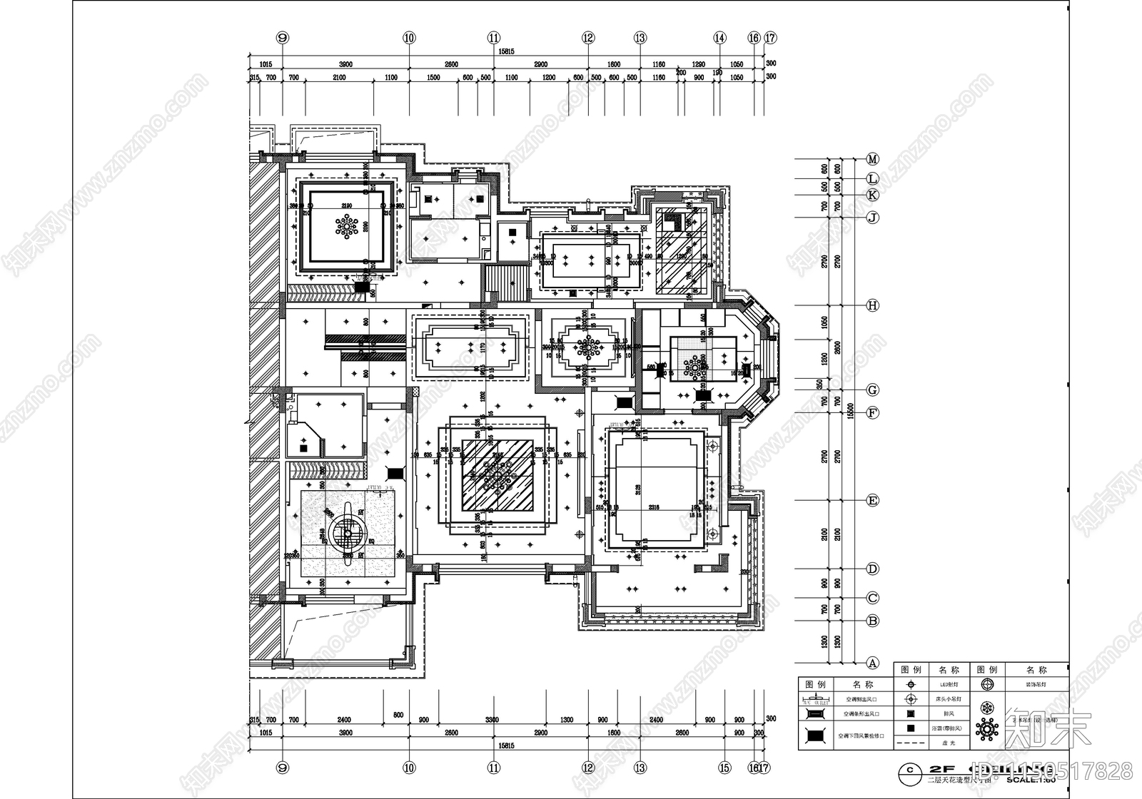 中式青墨雅涵别墅室内cad施工图下载【ID:1150517828】