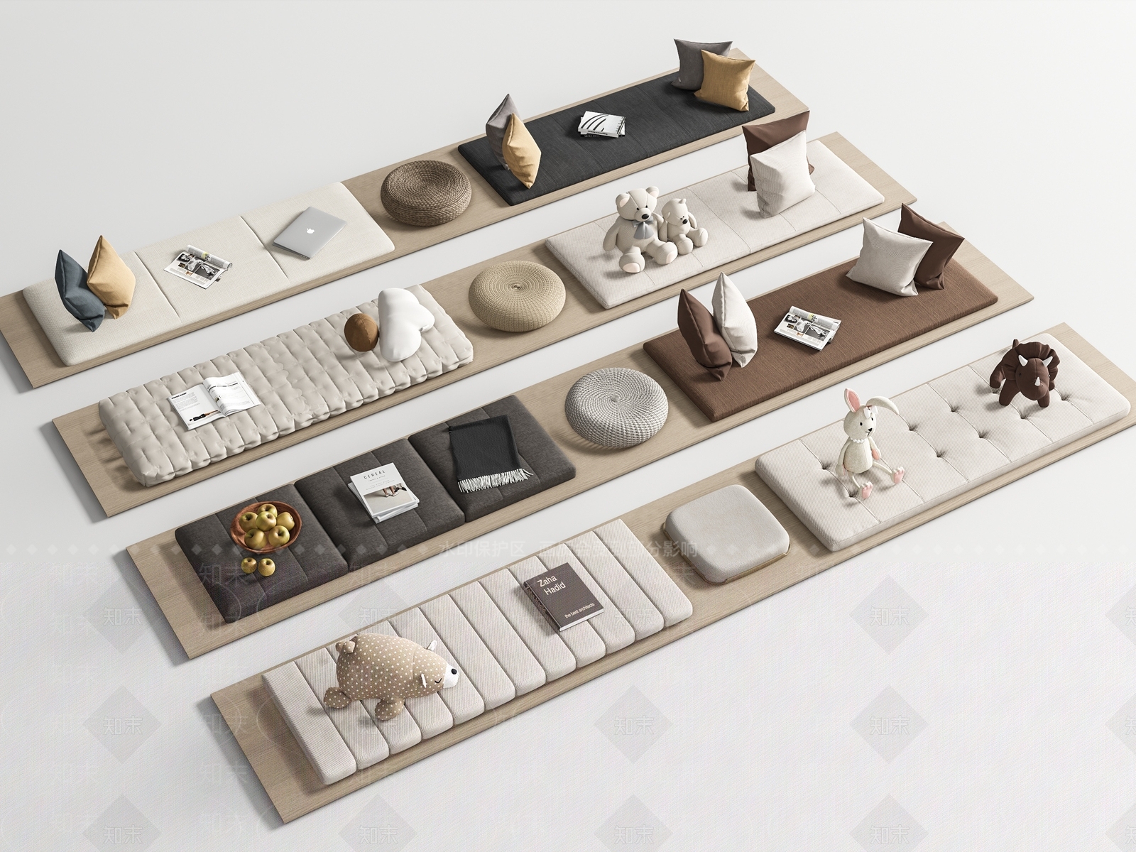 现代飘窗坐垫3D模型下载【ID:1150519198】