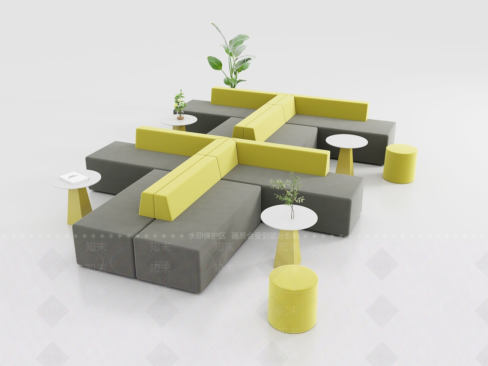 现代卡座沙发3D模型下载【ID:1150519685】