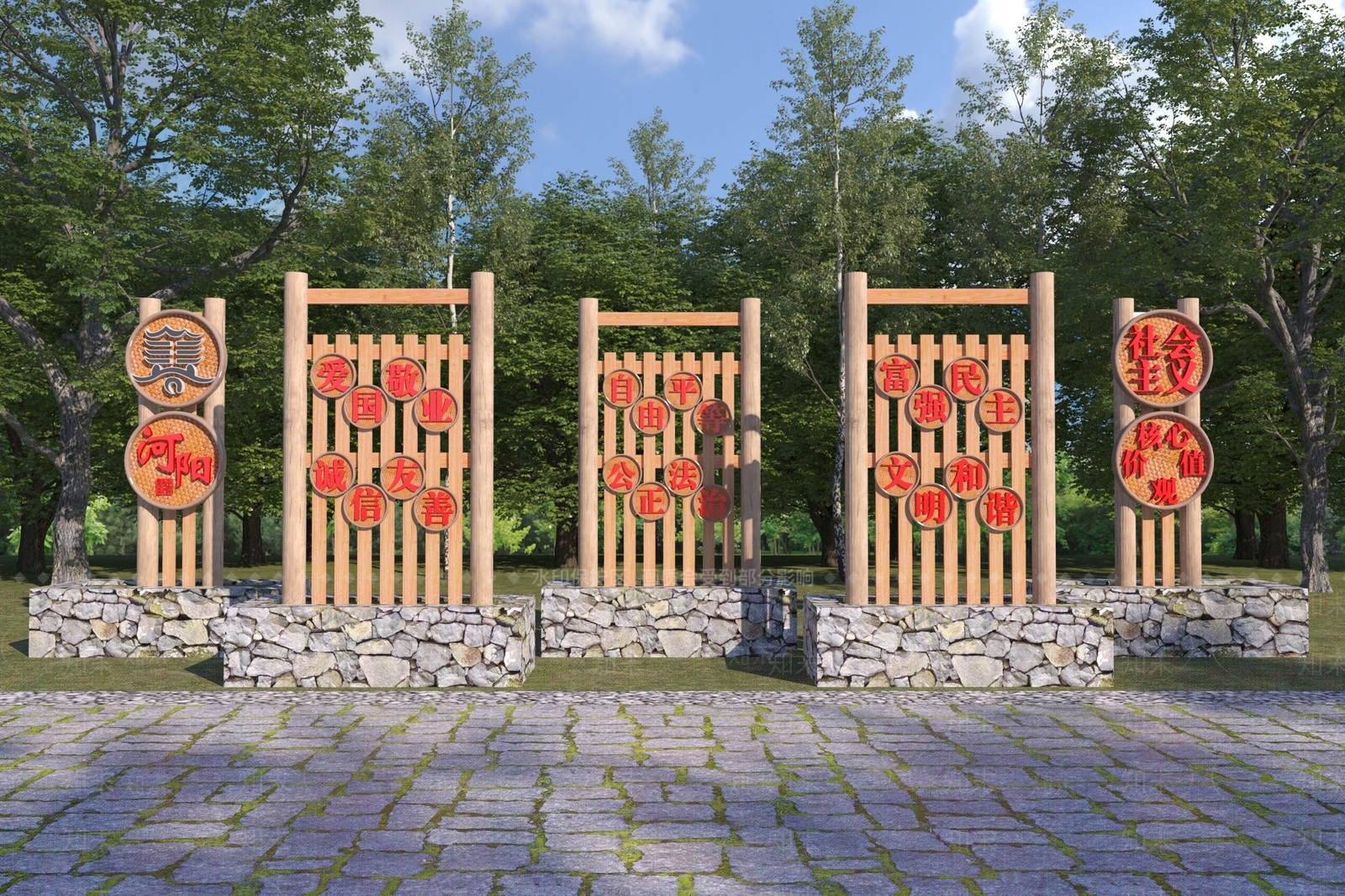 新中式乡村雕塑小品3D模型下载【ID:1150522706】