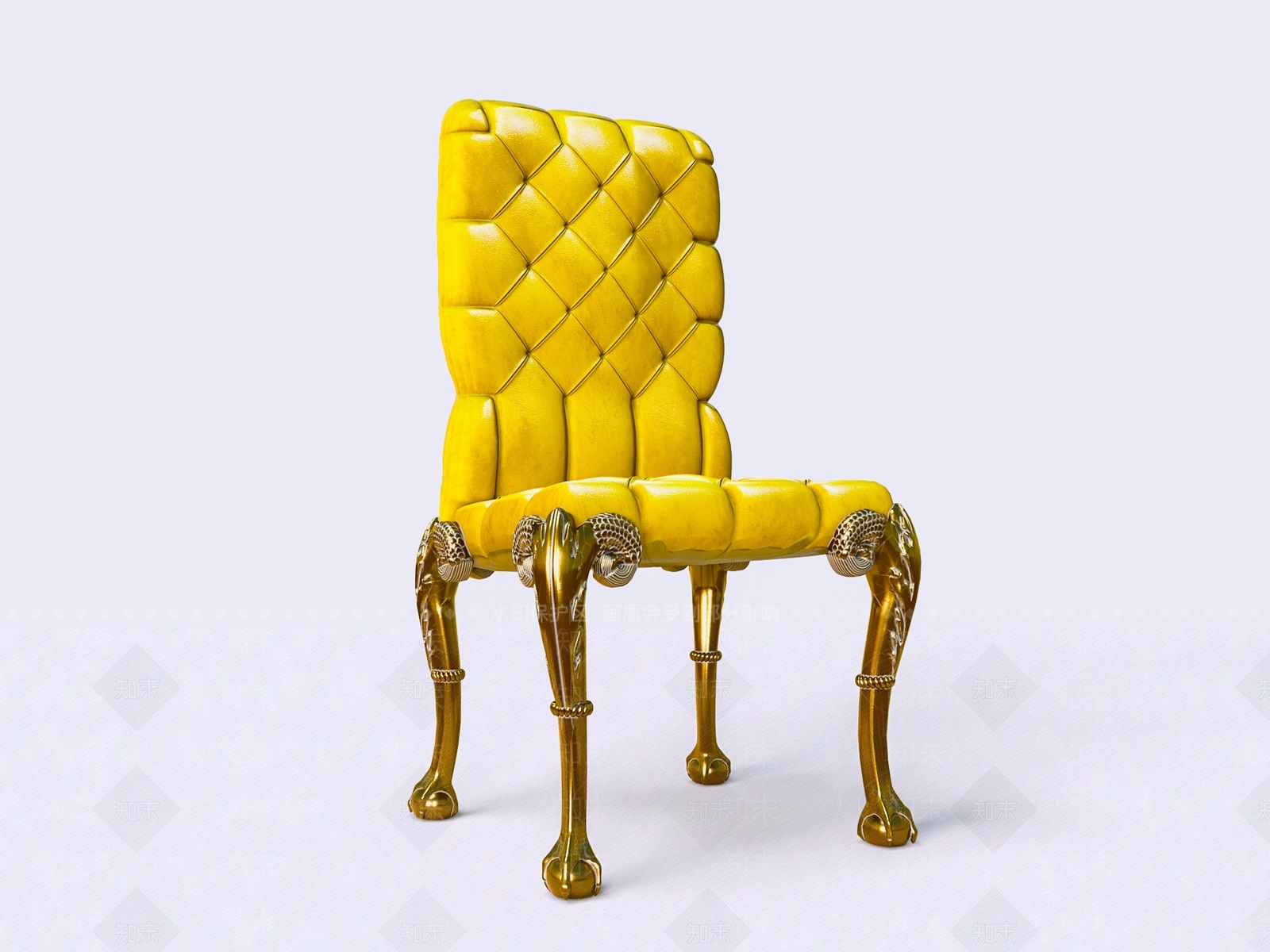 欧式皮革雕花软包单椅3D模型下载【ID:1150527055】