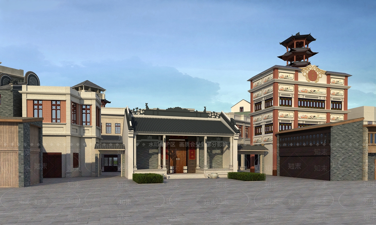 影城老上海街道建筑风情商业街电景场景3D模型下载【ID:1150527382】