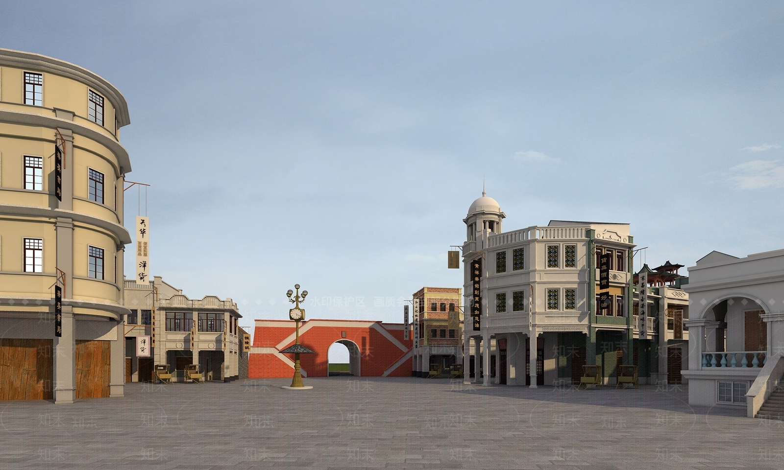 影城老上海街道建筑风情商业街电景场景3D模型下载【ID:1150528210】