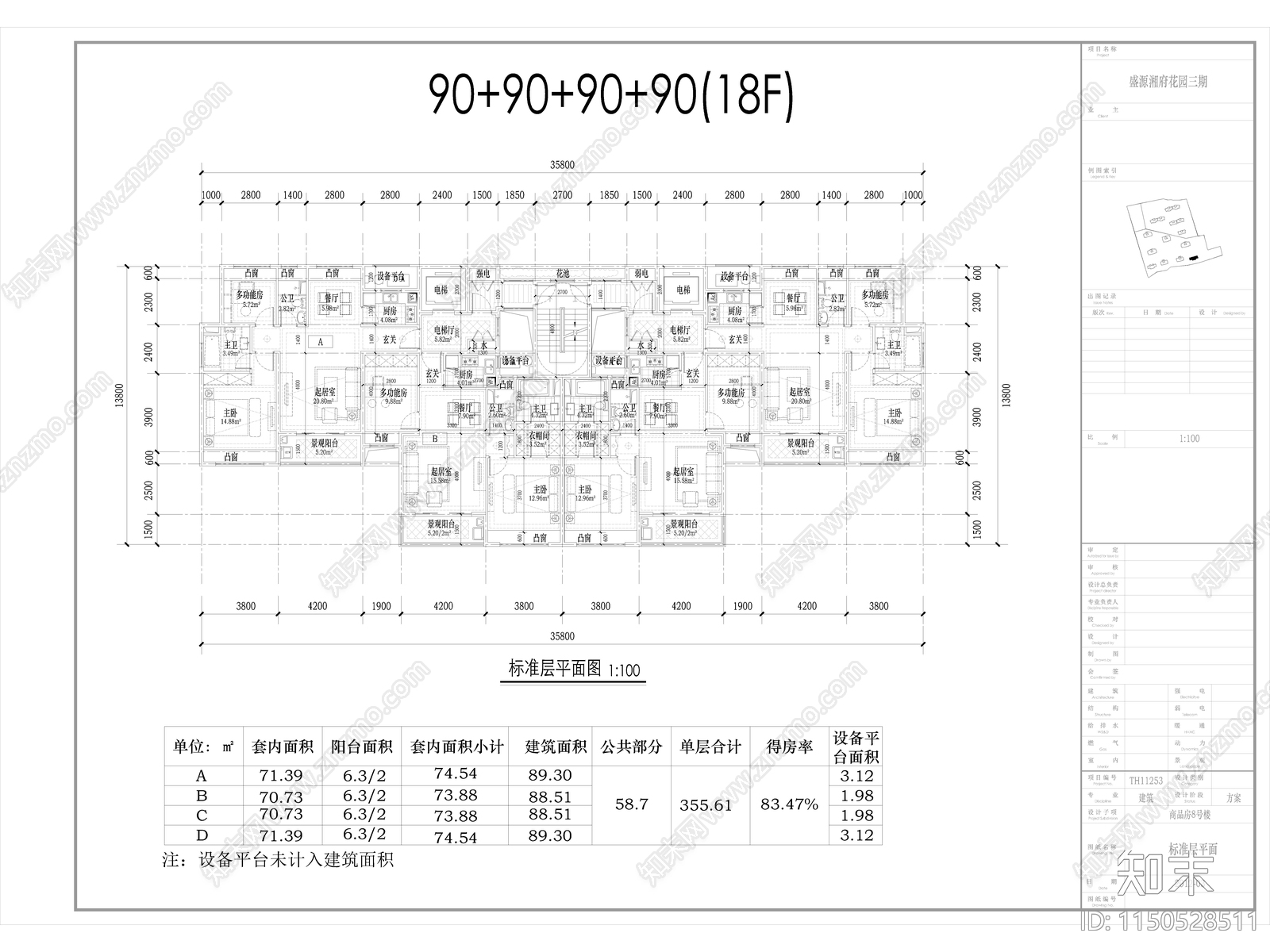 商品房平面户型汇总cad施工图下载【ID:1150528511】