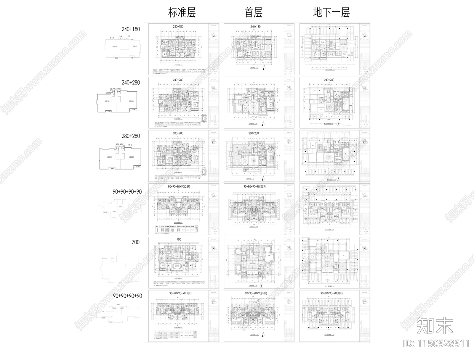 商品房平面户型汇总cad施工图下载【ID:1150528511】