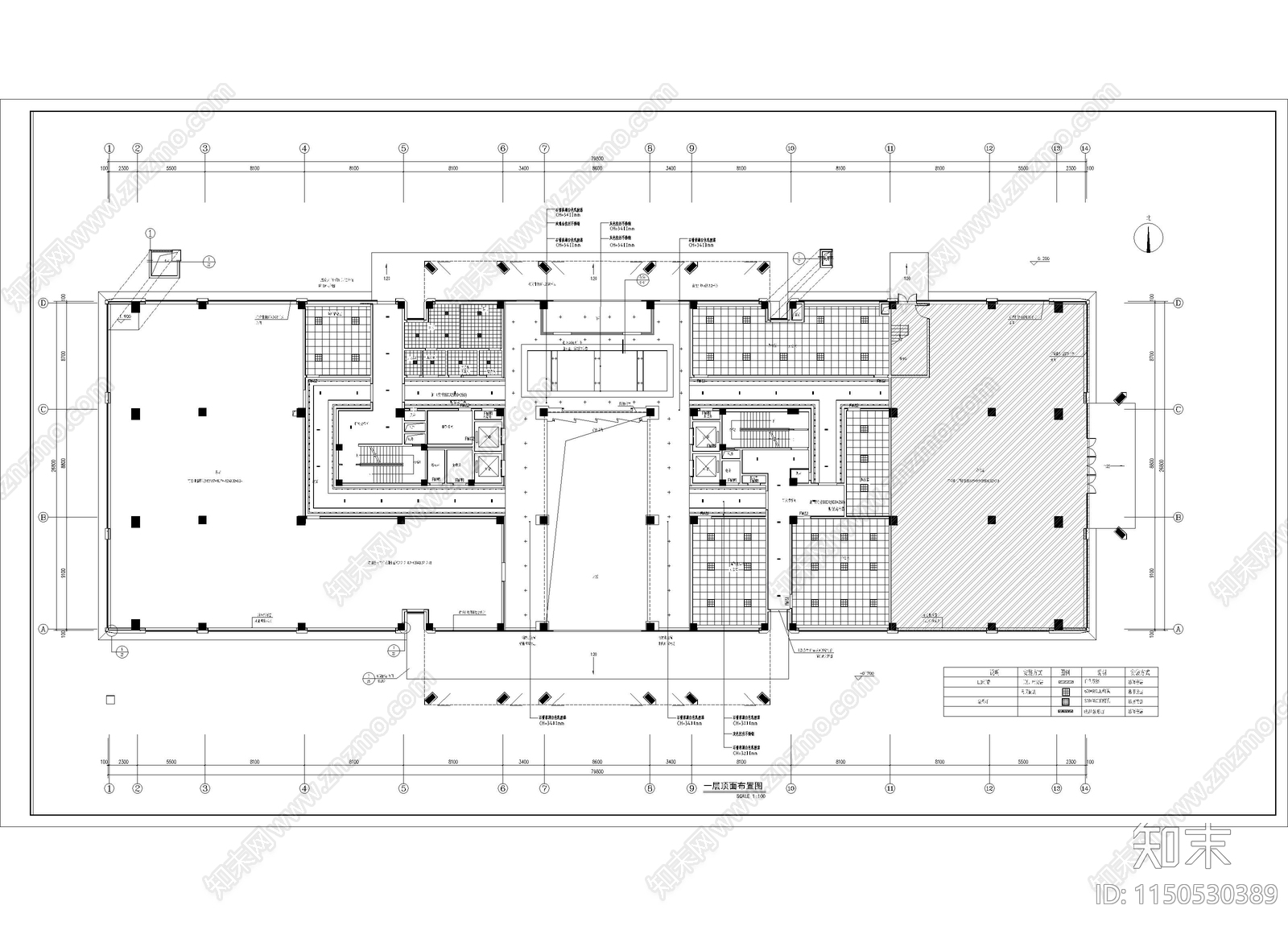 现代大厅室内cad施工图下载【ID:1150530389】