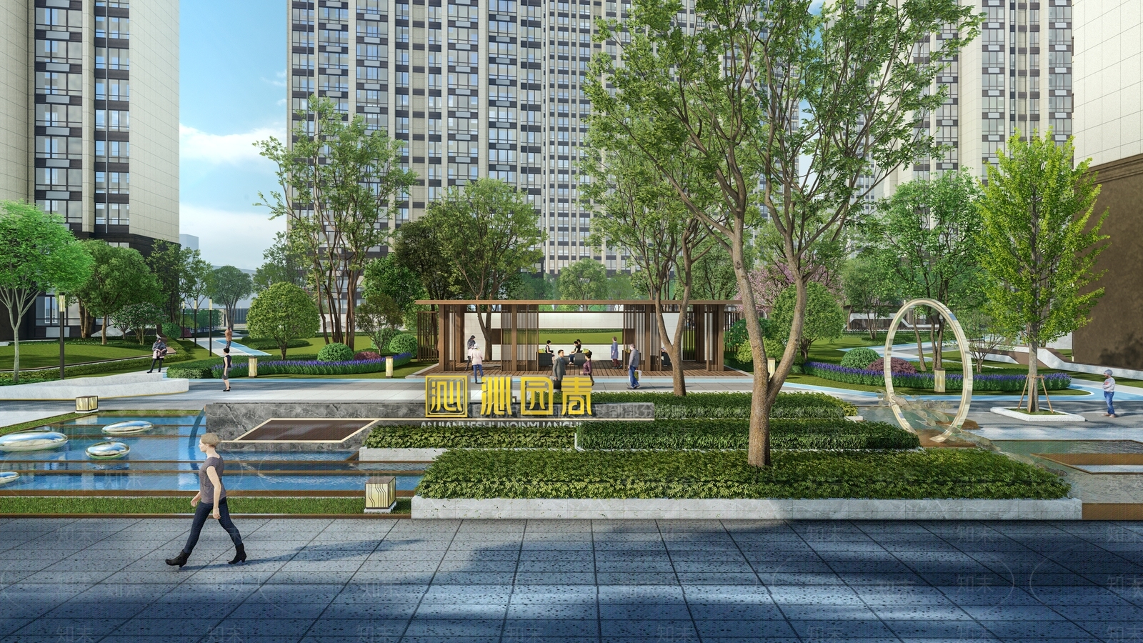 中式住宅入口中轴景观SU模型下载【ID:1150530174】