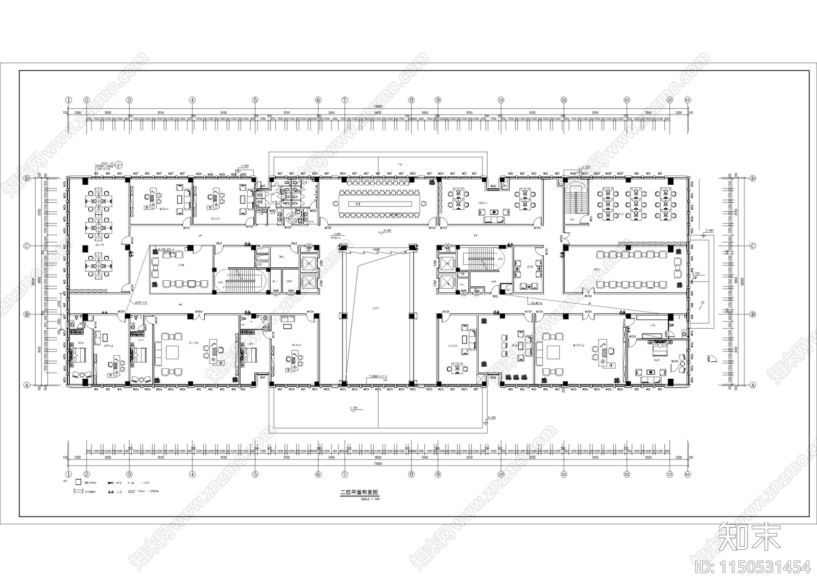 现代总经理办公室室内cad施工图下载【ID:1150531454】