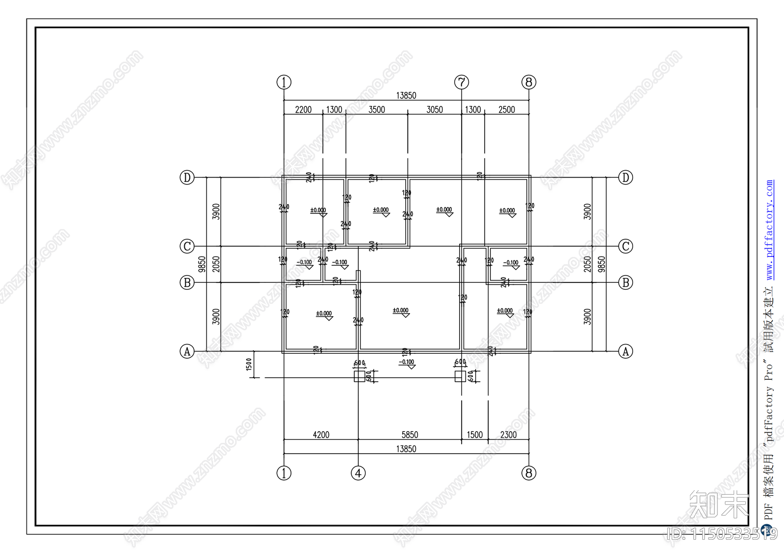 新中式别墅建筑cad施工图下载【ID:1150533519】