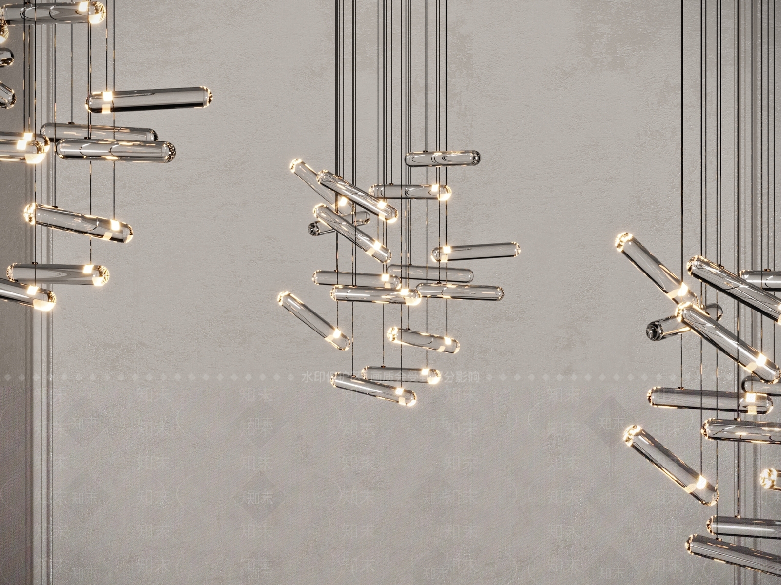 现代玻璃吊灯SU模型下载【ID:1150533606】