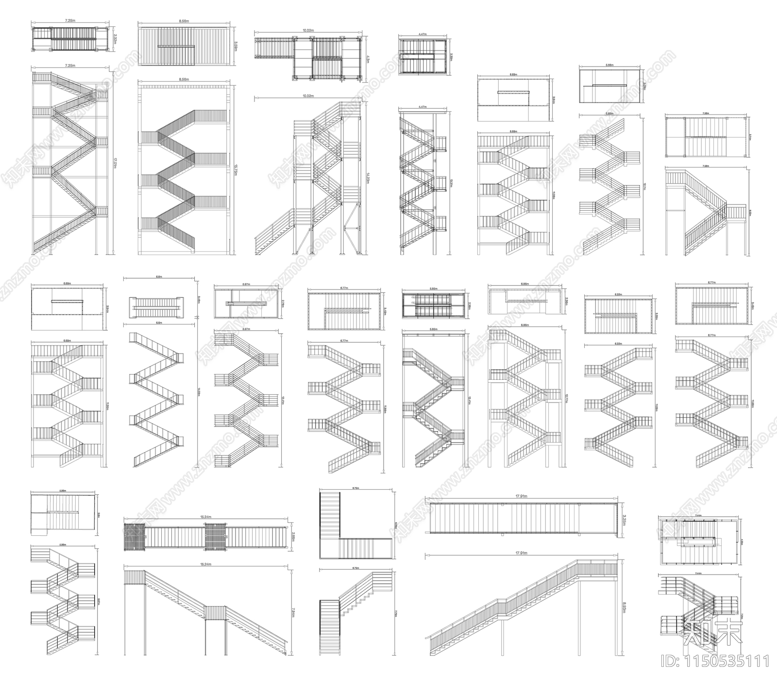 外挂钢结构楼梯施工图下载【ID:1150535111】