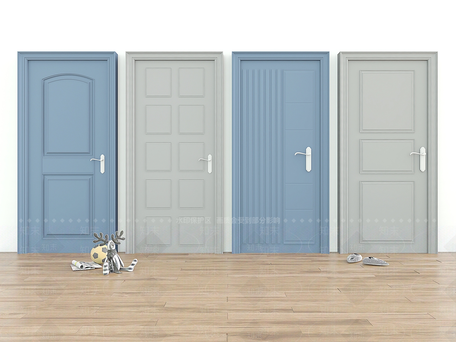 现代北欧风卧室门3D模型下载【ID:1150535881】