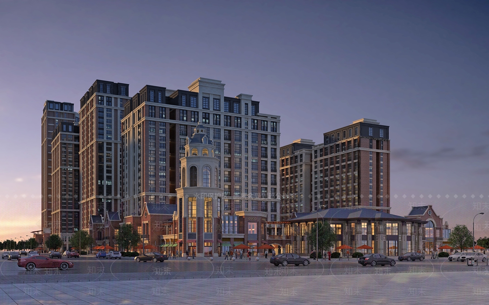 住宅楼商业综合体高层小区花园室外建筑景观库3D模型下载【ID:1150539475】