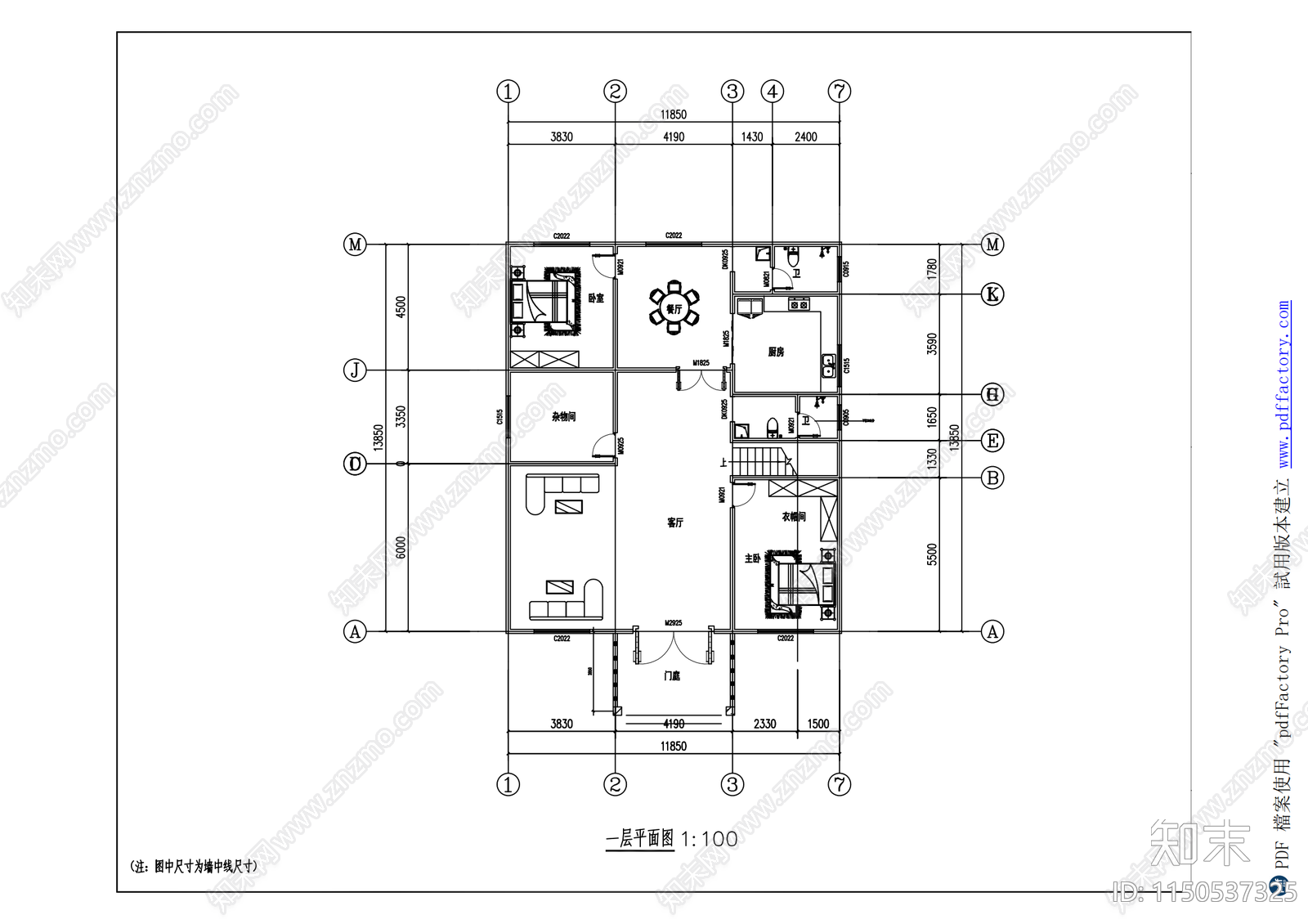 简欧别墅建筑室内cad施工图下载【ID:1150537325】