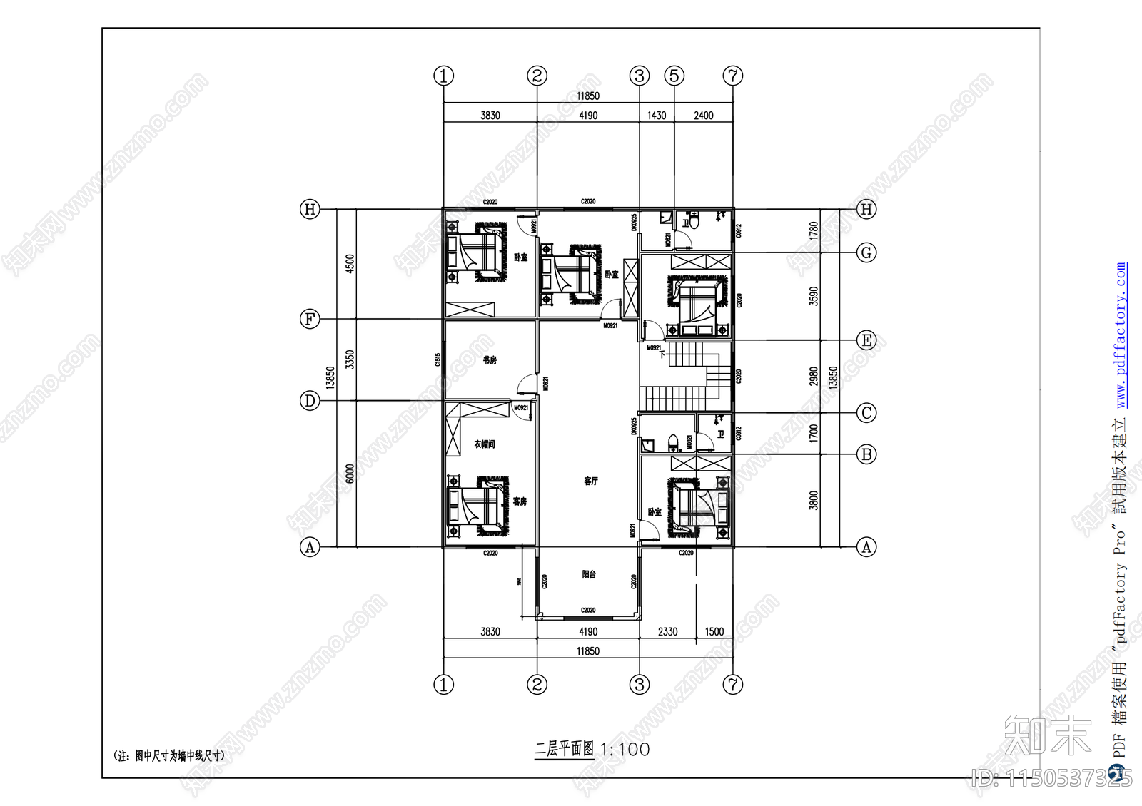 简欧别墅建筑室内cad施工图下载【ID:1150537325】