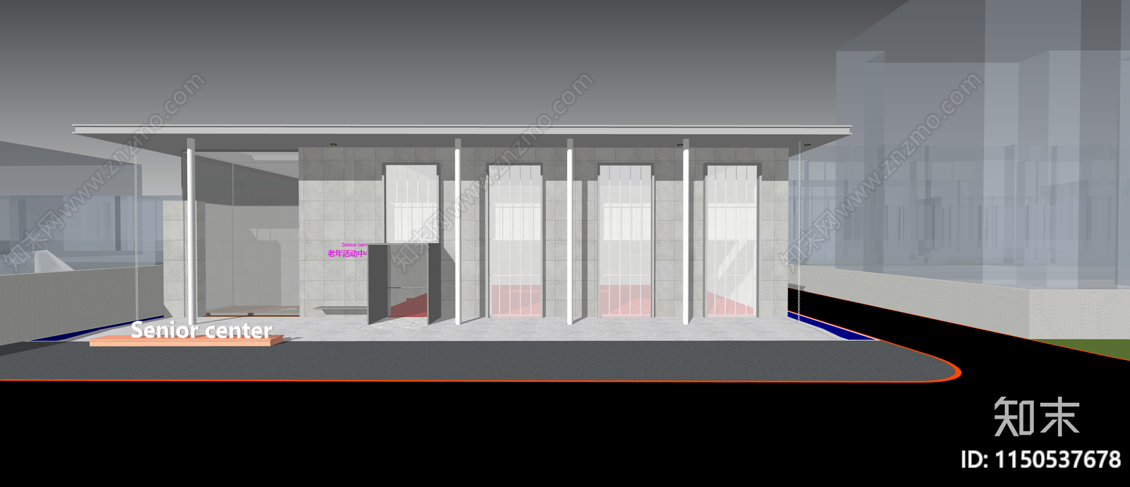 现代老年活动中心SU模型下载【ID:1150537678】