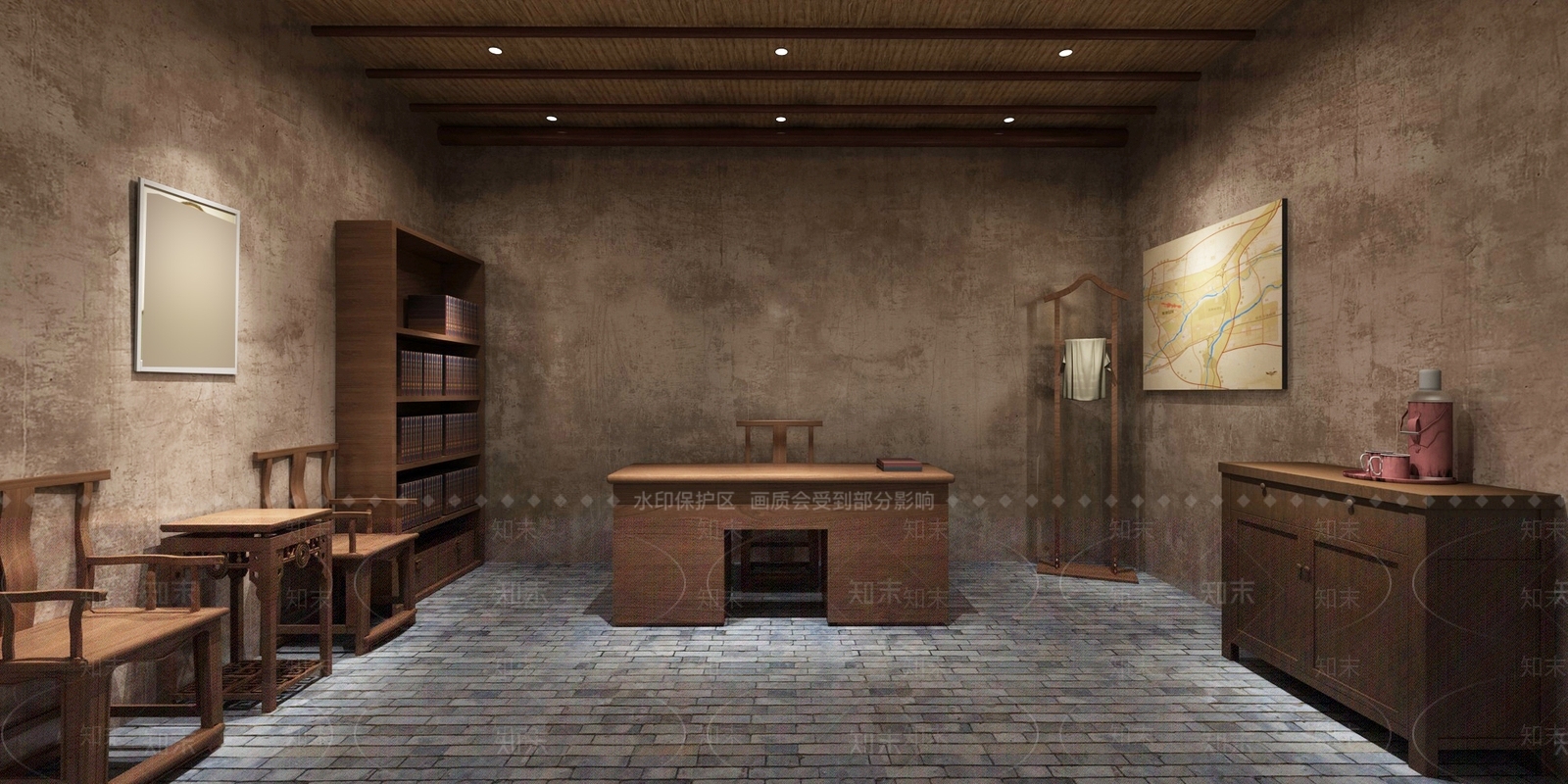 现代党建展厅办公室场景再现SU模型下载【ID:1150538722】