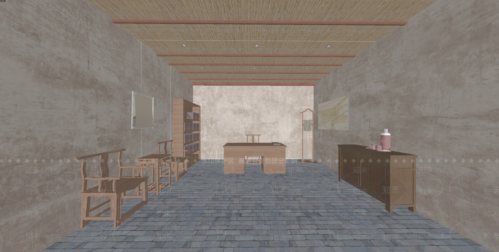 现代党建展厅办公室场景再现SU模型下载【ID:1150538722】