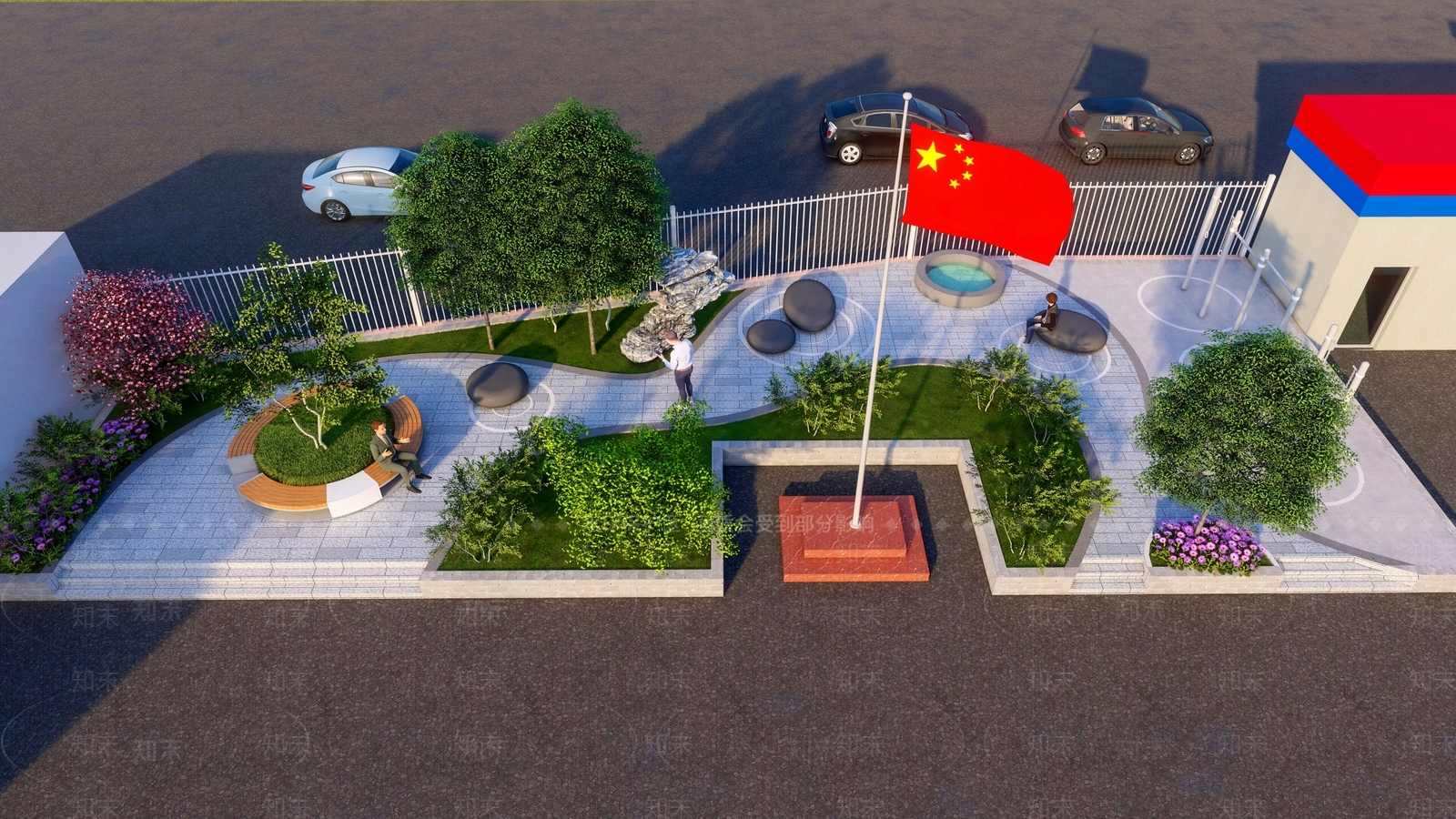 现代乡村小广场SU模型下载【ID:1150539342】