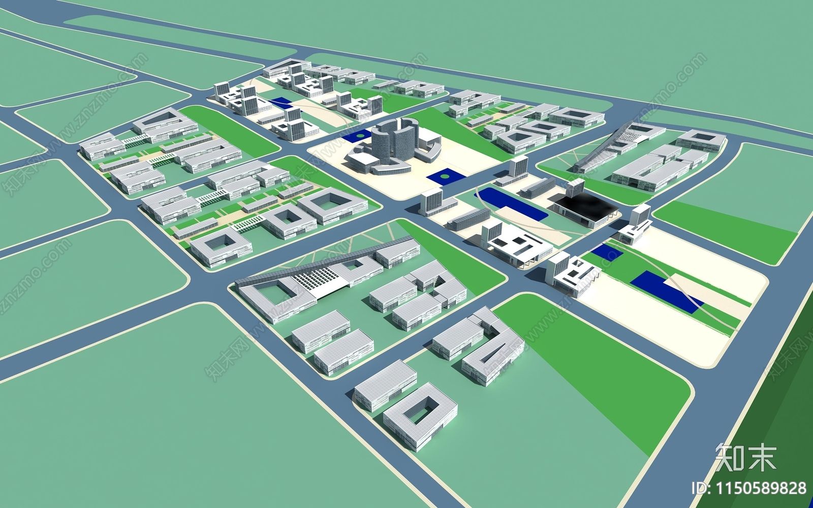 现代办公区规划3D模型下载【ID:1150589828】