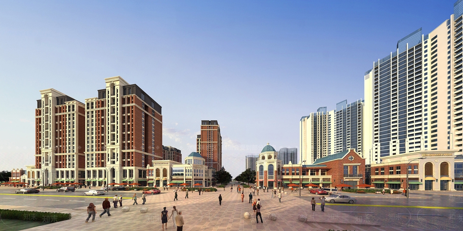 住宅楼商业综合体高层小区花园室外建筑景观库3D模型下载【ID:1150540486】