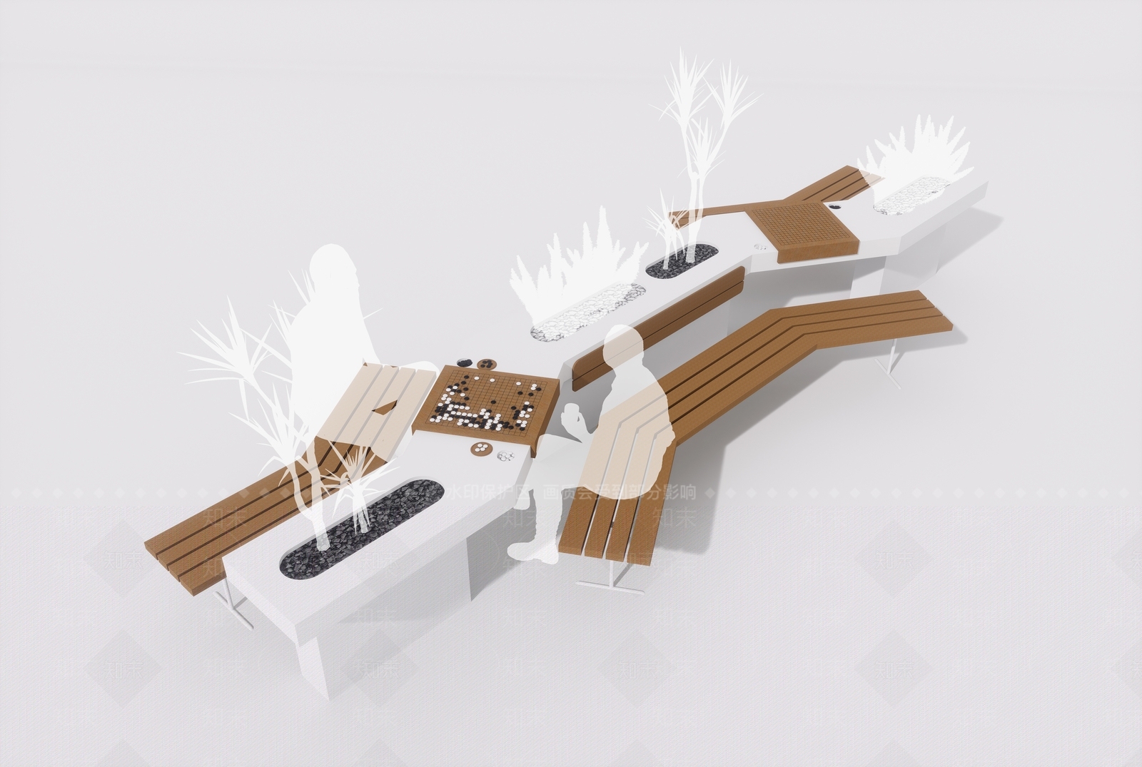 现代公园沿街花箱座椅SU模型下载【ID:1150540841】