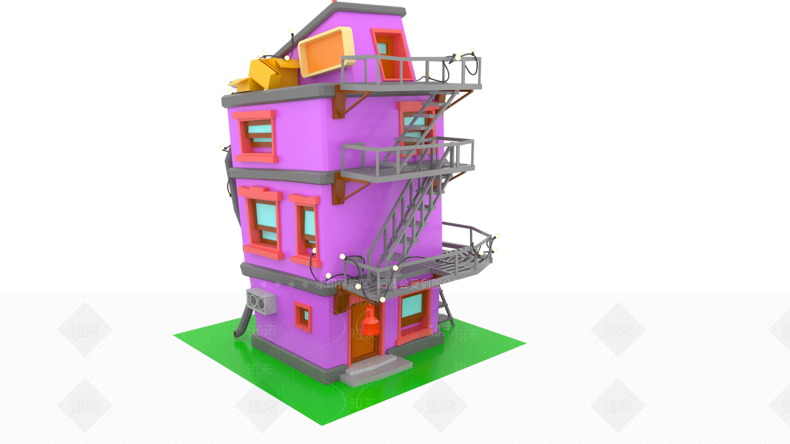 现代卡通建筑摆件SU模型下载【ID:1150543877】