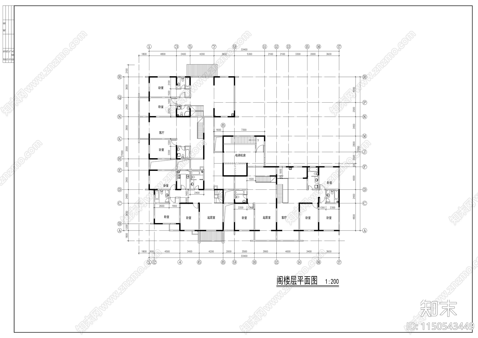 高层住宅区建筑cad施工图下载【ID:1150543449】