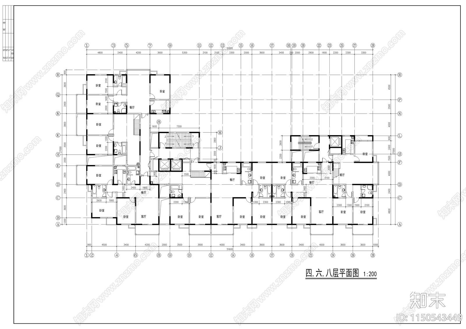 高层住宅区建筑cad施工图下载【ID:1150543449】