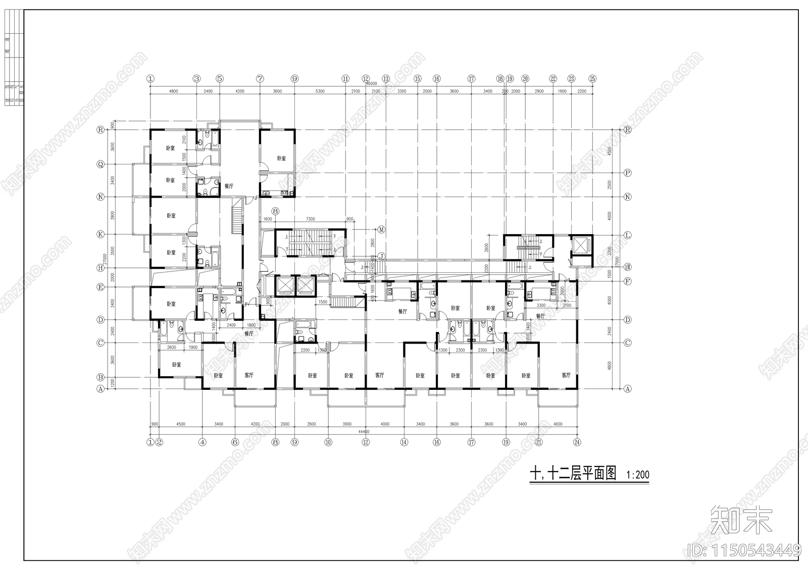 高层住宅区建筑cad施工图下载【ID:1150543449】