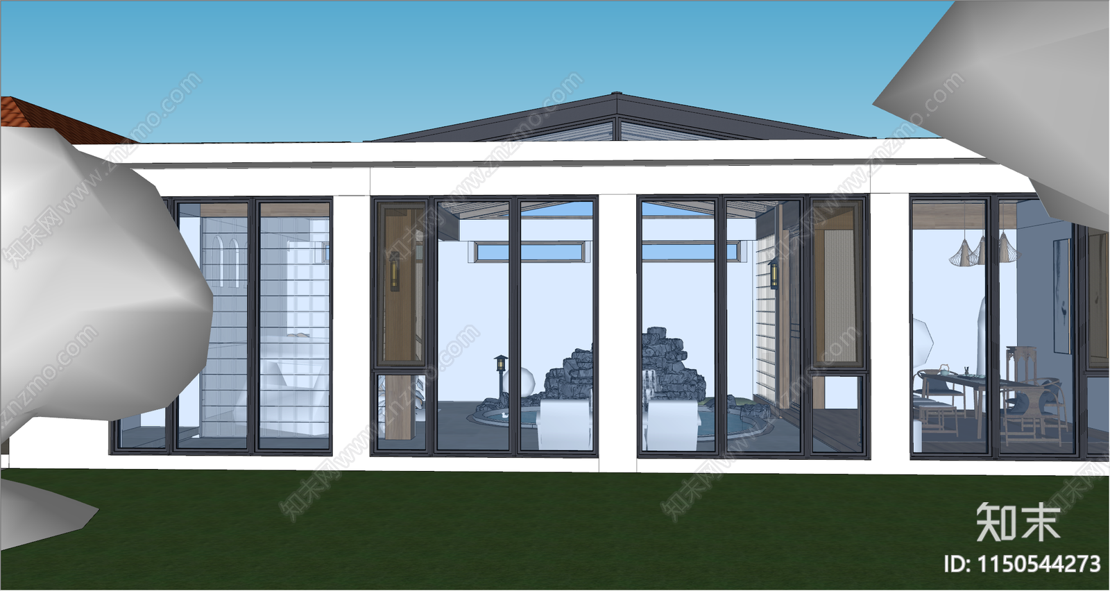 新中式阳光房SU模型下载【ID:1150544273】