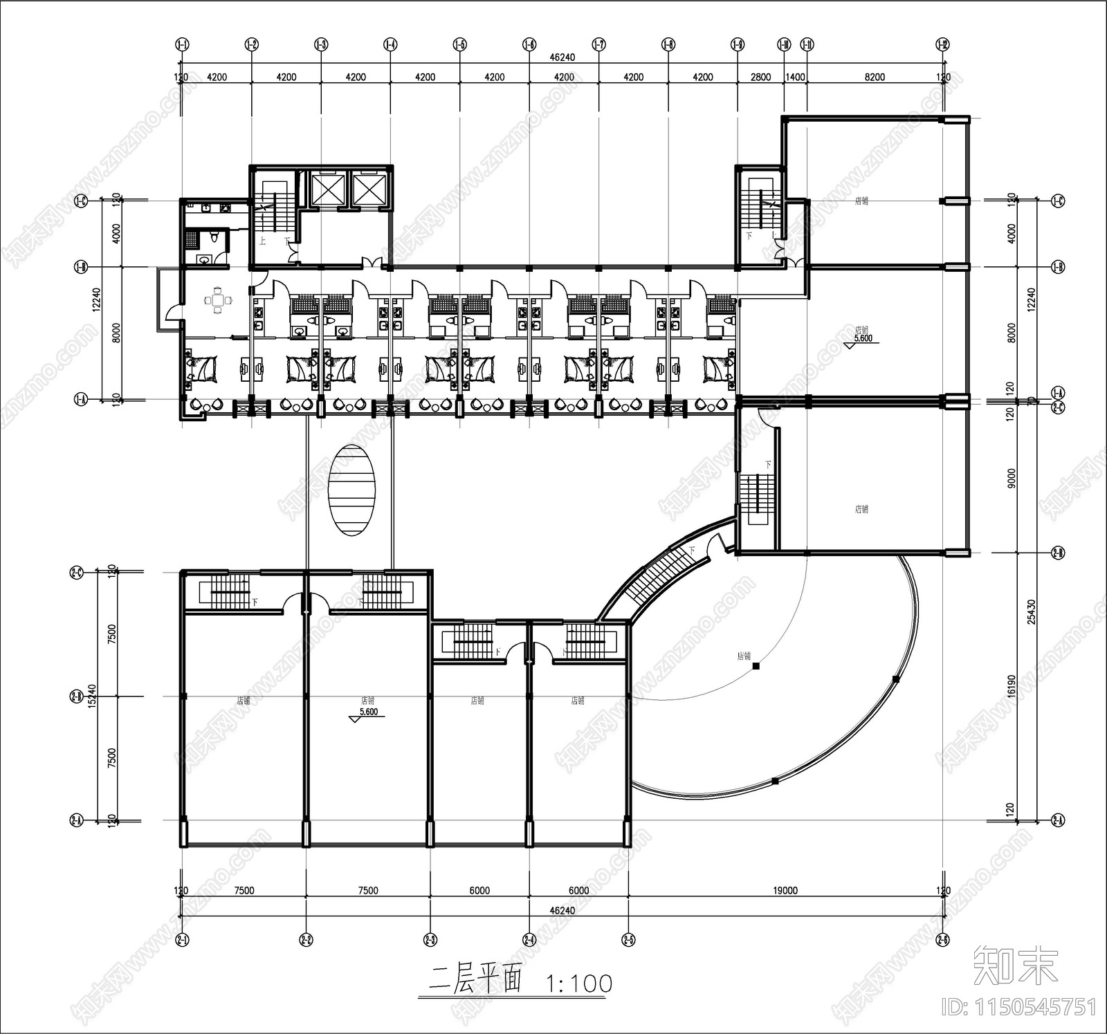 高层复式居住建筑cad施工图下载【ID:1150545751】