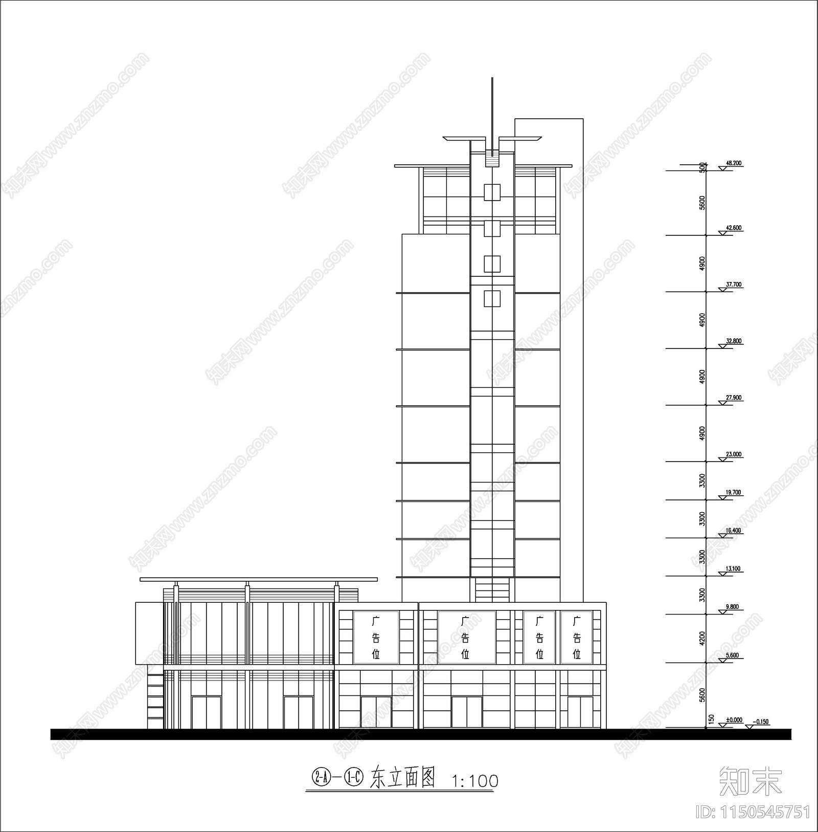 高层复式居住建筑cad施工图下载【ID:1150545751】