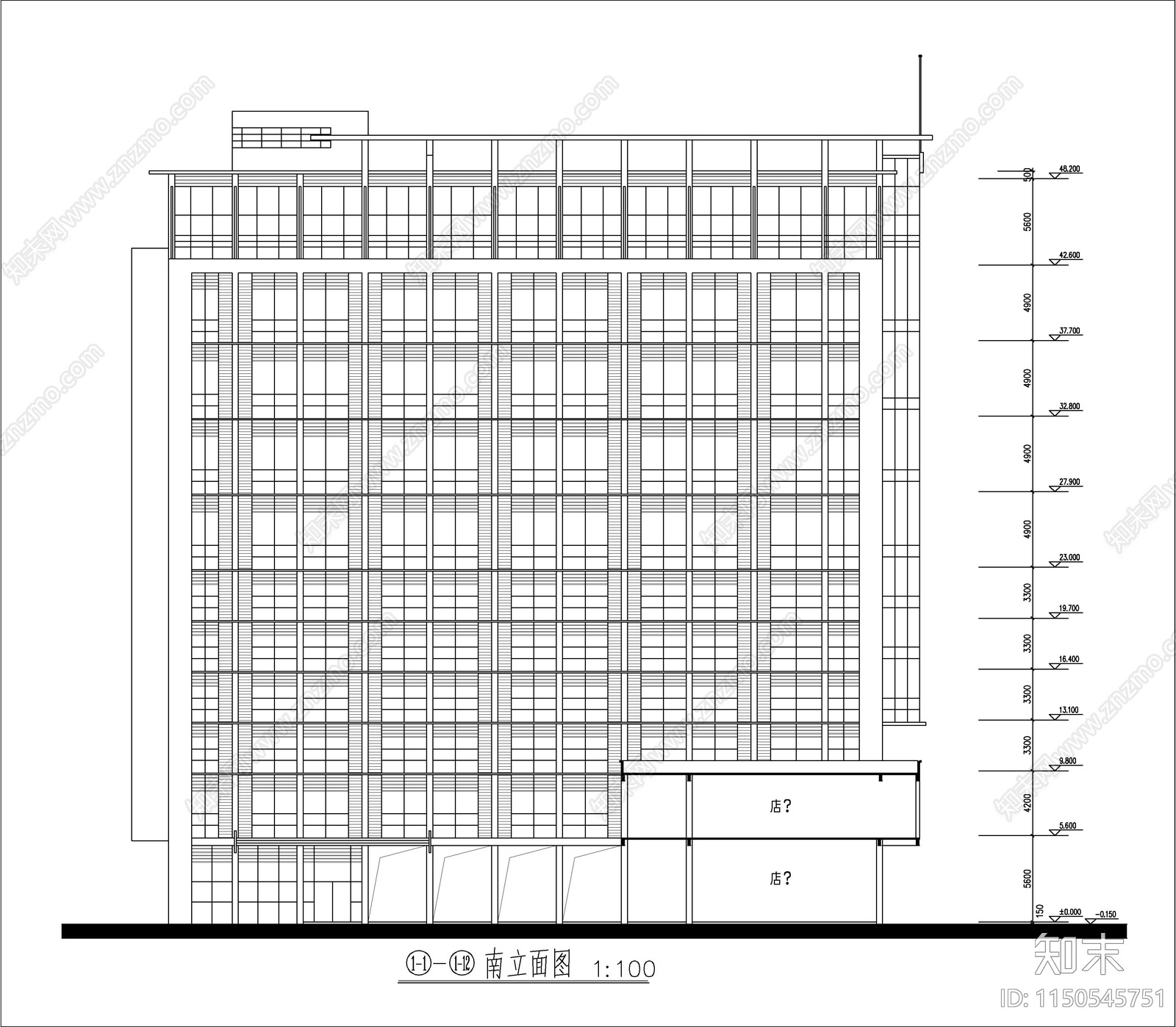 高层复式居住建筑cad施工图下载【ID:1150545751】