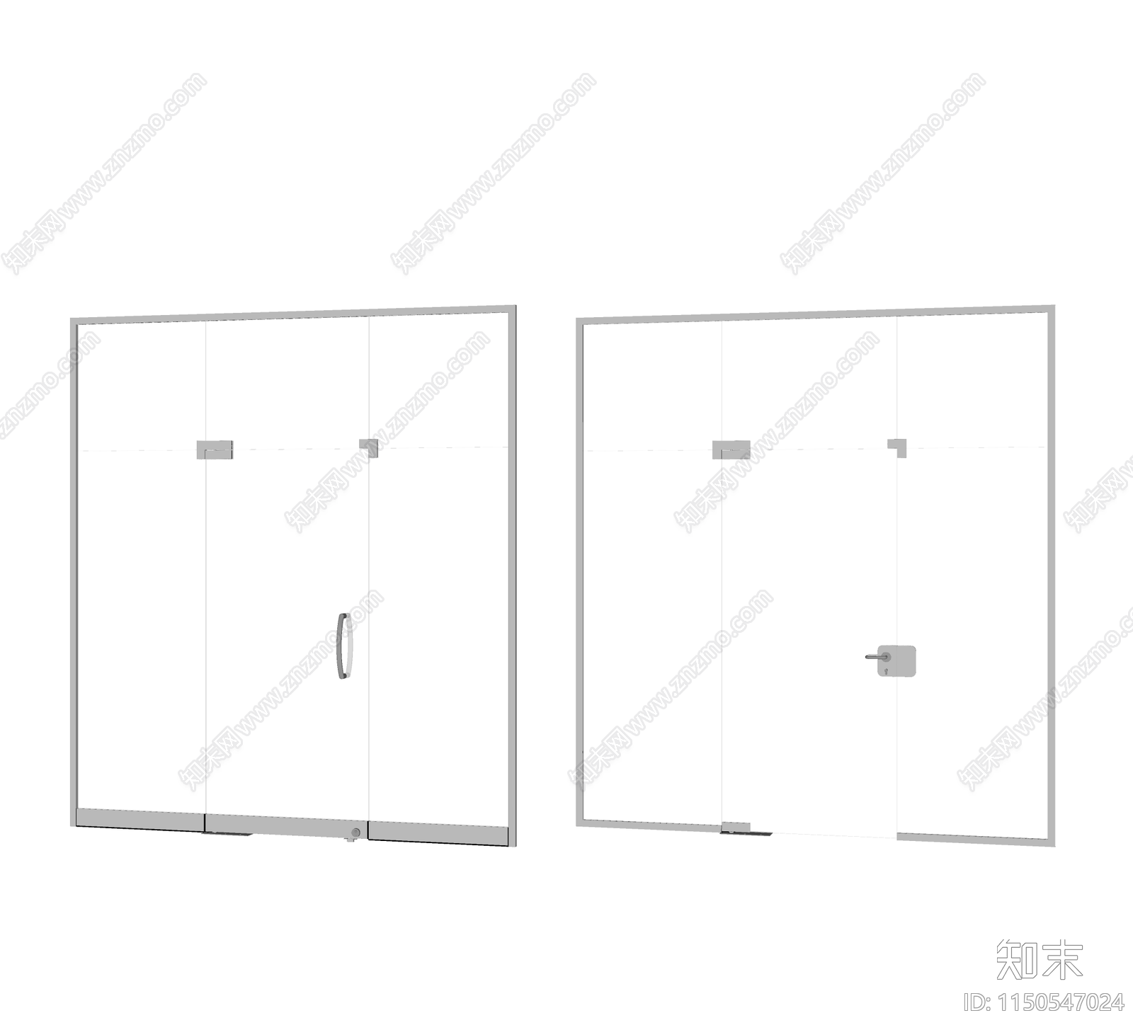 现代办公室玻璃单开门SU模型下载【ID:1150547024】