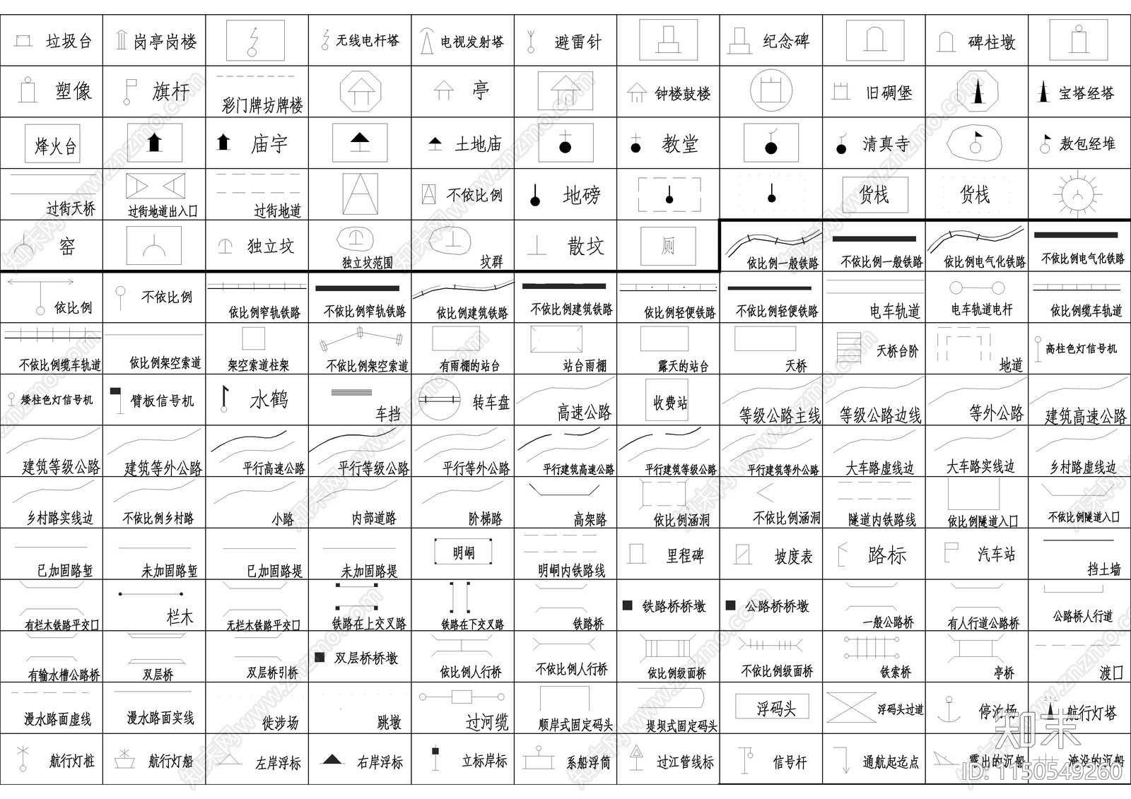 城市规划国土规划控规符号图库大全cad施工图下载【ID:1150549260】