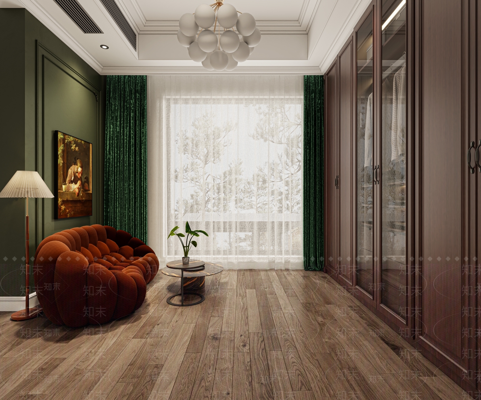美式复古衣帽间3D模型下载【ID:1150551608】