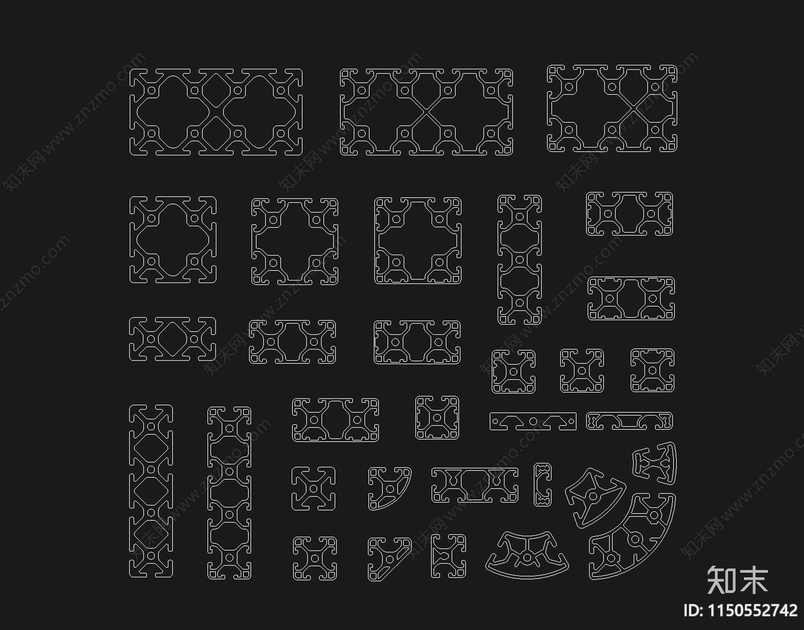 工业铝型材3D模型下载【ID:1150552742】