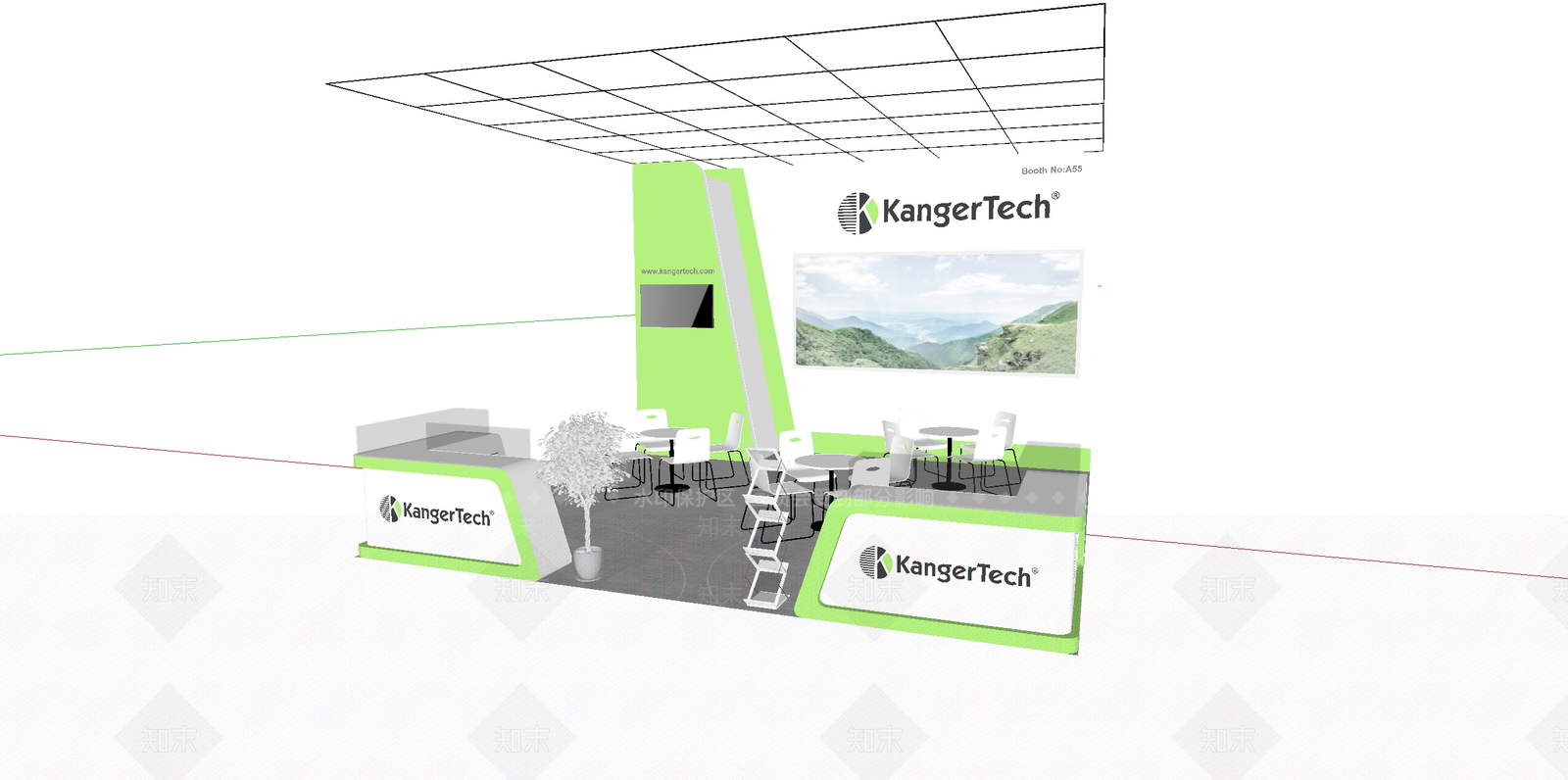 现代展台SU模型下载【ID:1150555520】