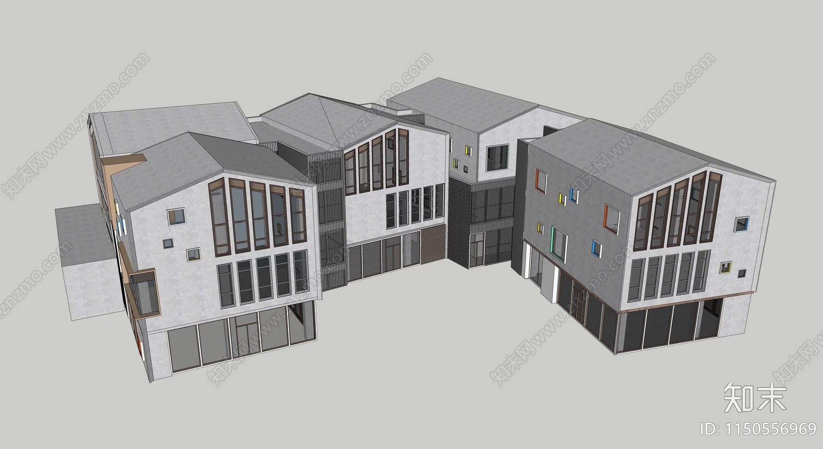 现代幼儿园建筑SU模型下载【ID:1150556969】