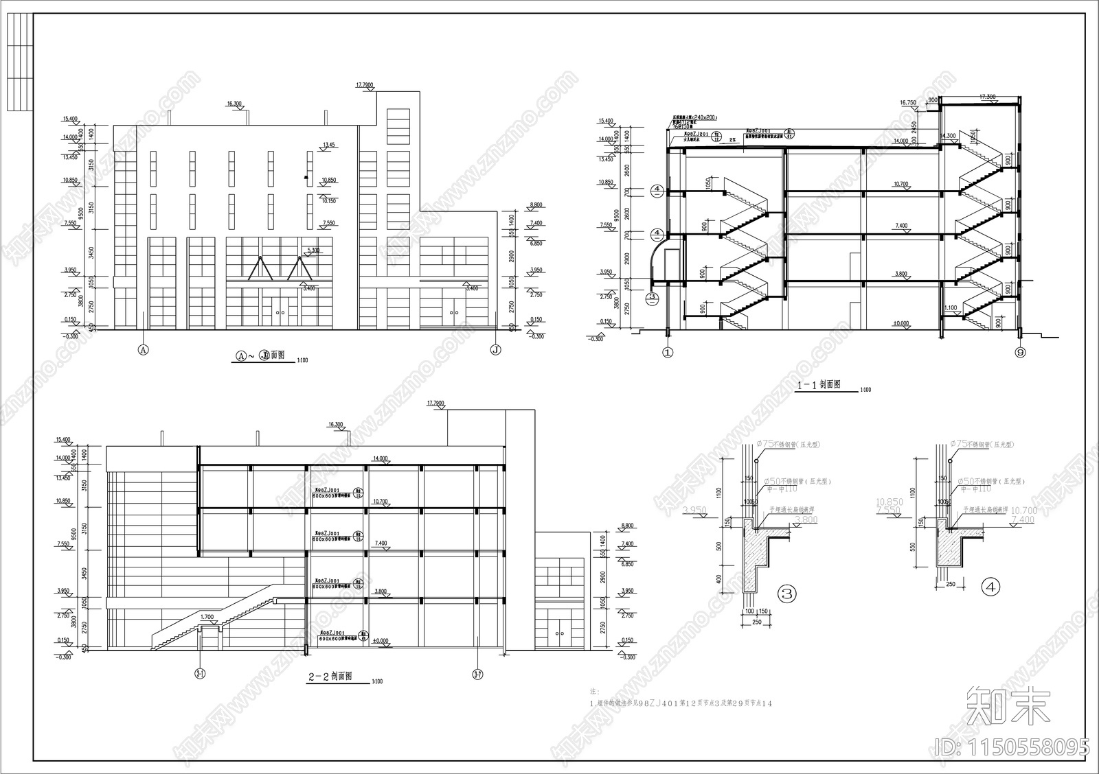 银行建筑cad施工图下载【ID:1150558095】