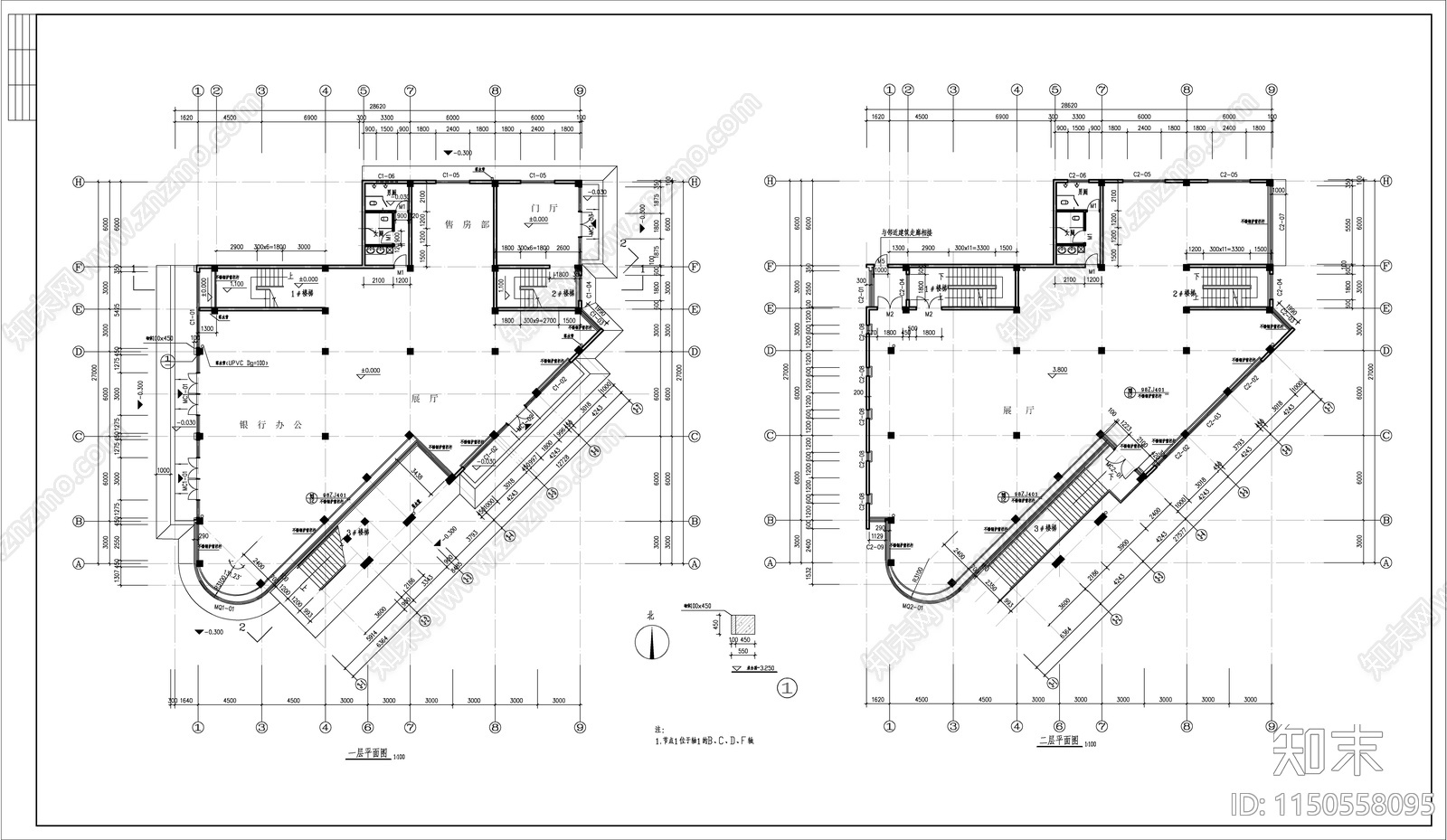 银行建筑cad施工图下载【ID:1150558095】