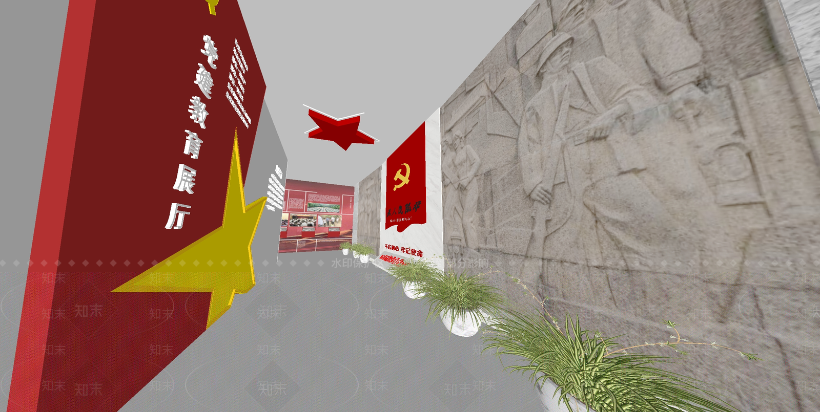 现代党建图文展厅SU模型下载【ID:1150560338】