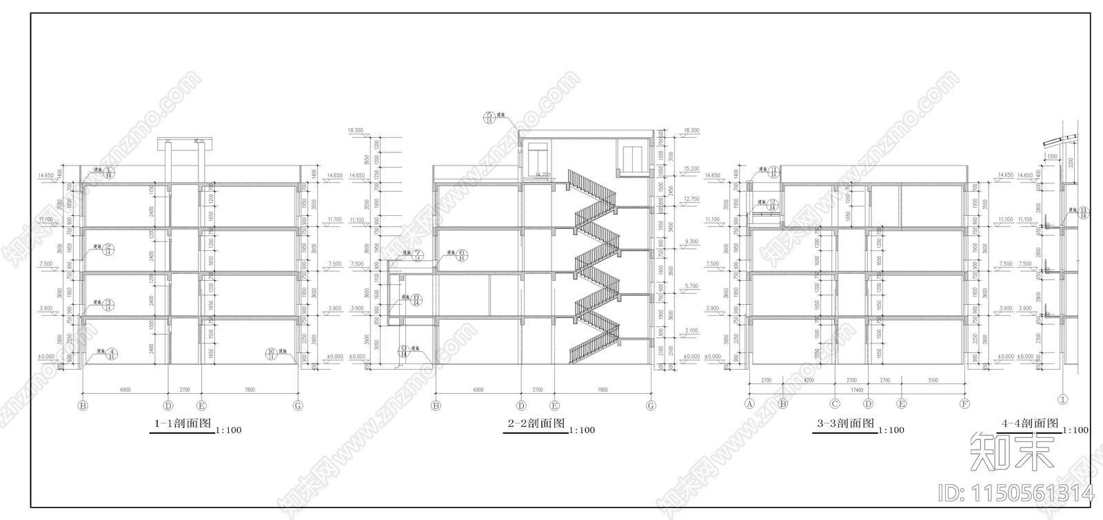 小学教学楼建筑cad施工图下载【ID:1150561314】